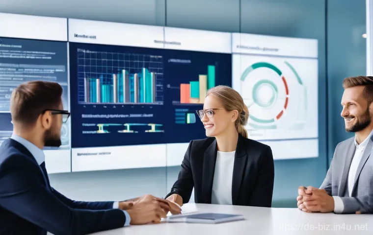 AI와 경영 - **Prompt:** A sleek, modern German office environment, bustling with a diverse group of professional...