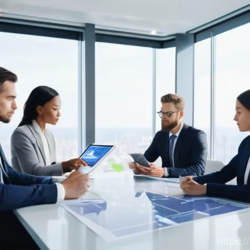 경영 전략 평가 지표 - **Prompt:** A diverse group of business professionals, including men and women of various ages, are ...