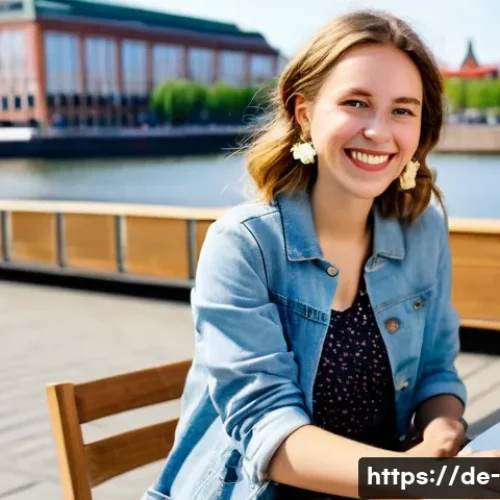 상장과 공모 - **Prompt:** A young woman, 22 years old, with light brown hair styled in loose waves, sitting at an ...