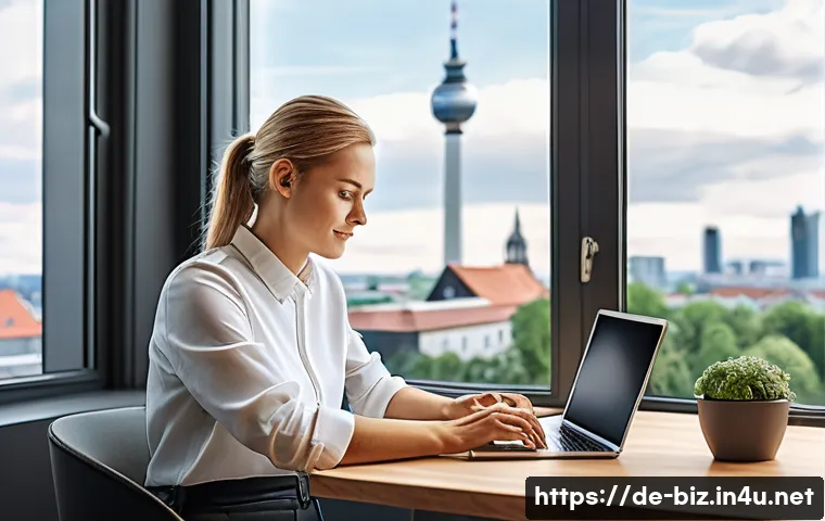 온라인 비즈니스 혁신 - A modern German home office setting with a young professional using multiple digital devices &ndash; lapto...