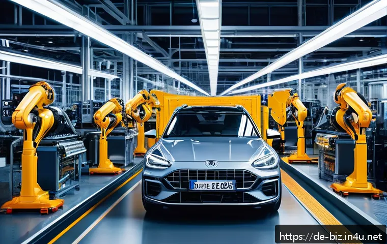 품질 보증 - A modern automotive production line inside a spacious, well-lit factory in Germany, showcasing advan...